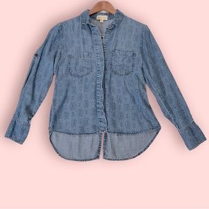 ANTHROPOLOGIE CLOTH & STONE Chambray Hi-Low Button Down Top